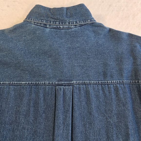 Vintage Casey & Max Women Denim Shirt Size M Blue Embroidered Floral Long Sleeve - Picture 10 of 14